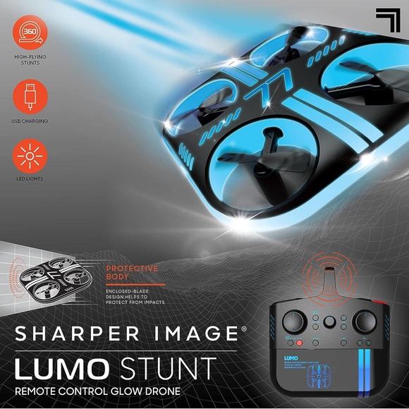 SHARPER IMAGE Lumo Stunt Remote Control LED Glow Drone, 2.4 GHz, - Picture 3 of 5